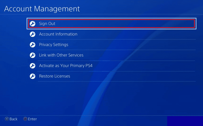 Choisissez Déconnexion | déconnectez-vous de votre compte PlayStation | Comment se déconnecter de tous les appareils sur PlayStation