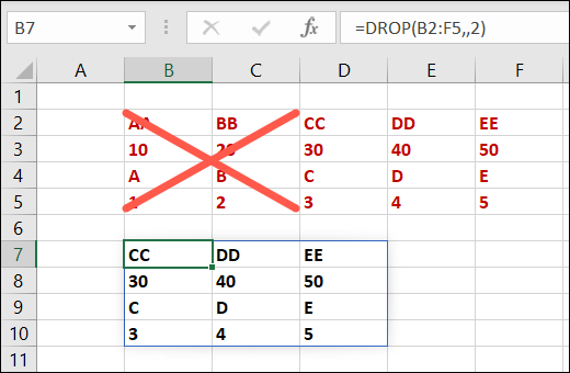 Función DROP para columnas