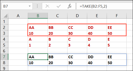 TAKE funzione per le righe