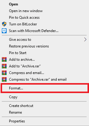 Localizați și faceți clic dreapta pe discul directorului principal de obicei C și faceți clic pe Format
