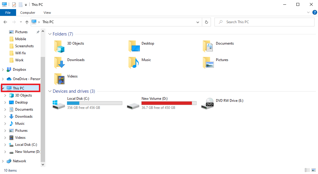 เปิด File Explorer แล้วไปที่ PC นี้