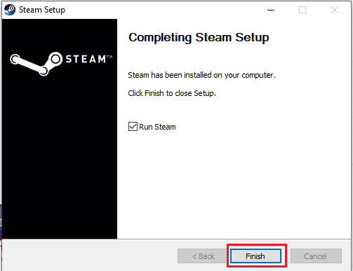 Tunggu hingga klien Steam diinstal dan klik Selesai