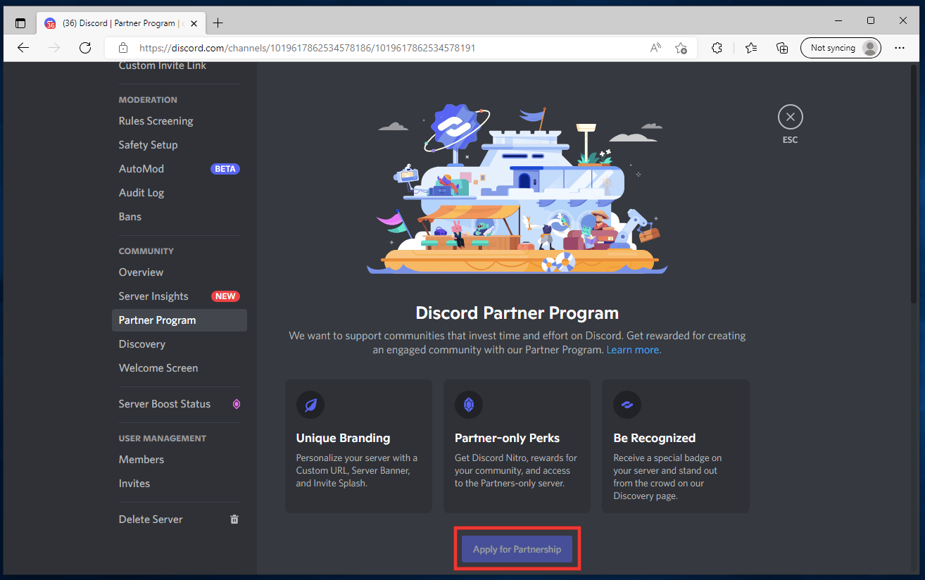 haga clic en Solicitar asociación. 6 formas de obtener Discord Nitro gratis