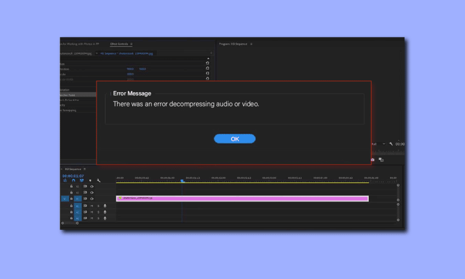 Arreglar Premiere Pro Hubo un error al descomprimir audio o video