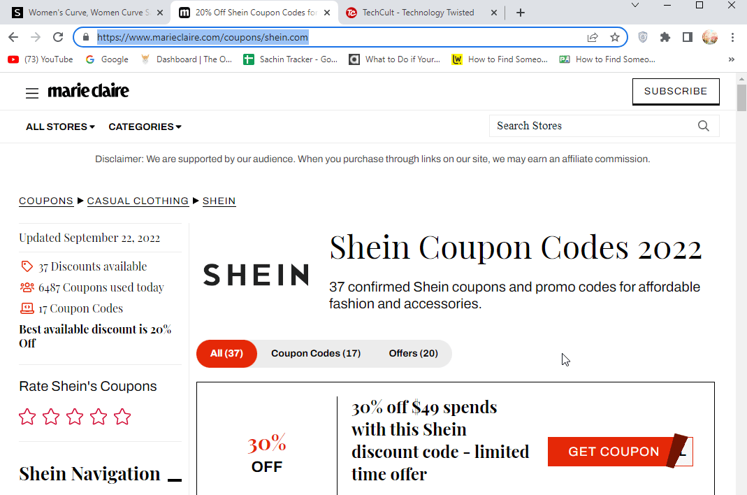 code promo marieclarie pour shein