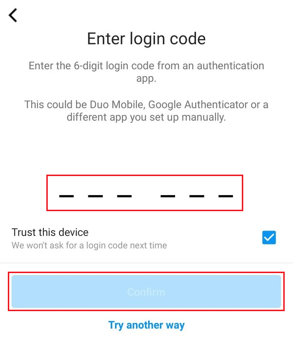 Wprowadź kod logowania w dostępnym polu i dotknij Potwierdź