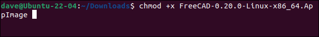 haciendo que AppImage sea ejecutable usando el comando chmod