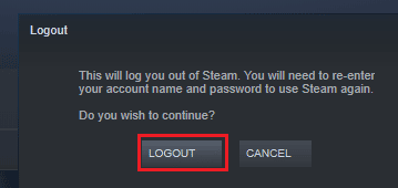 Steam abmelden. Behebung des Problems „Warten auf Spieler in Killing Floor 2“.