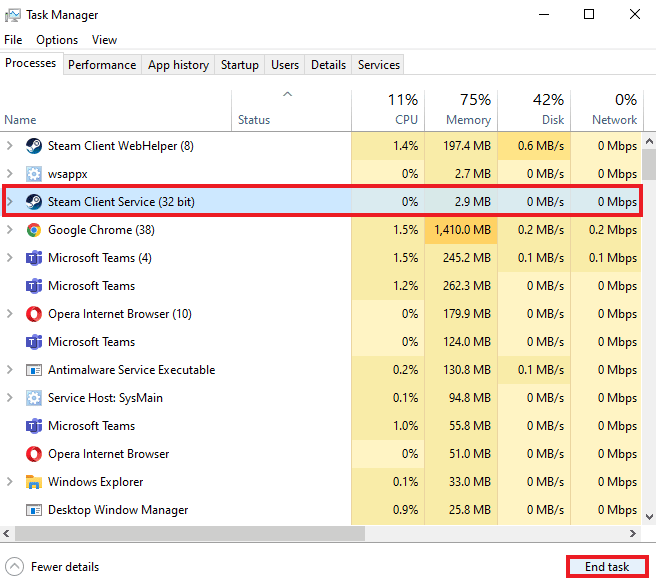 Închideți Steam folosind Task Manager