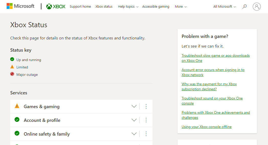 Verifique o status dos servidores Xbox Live