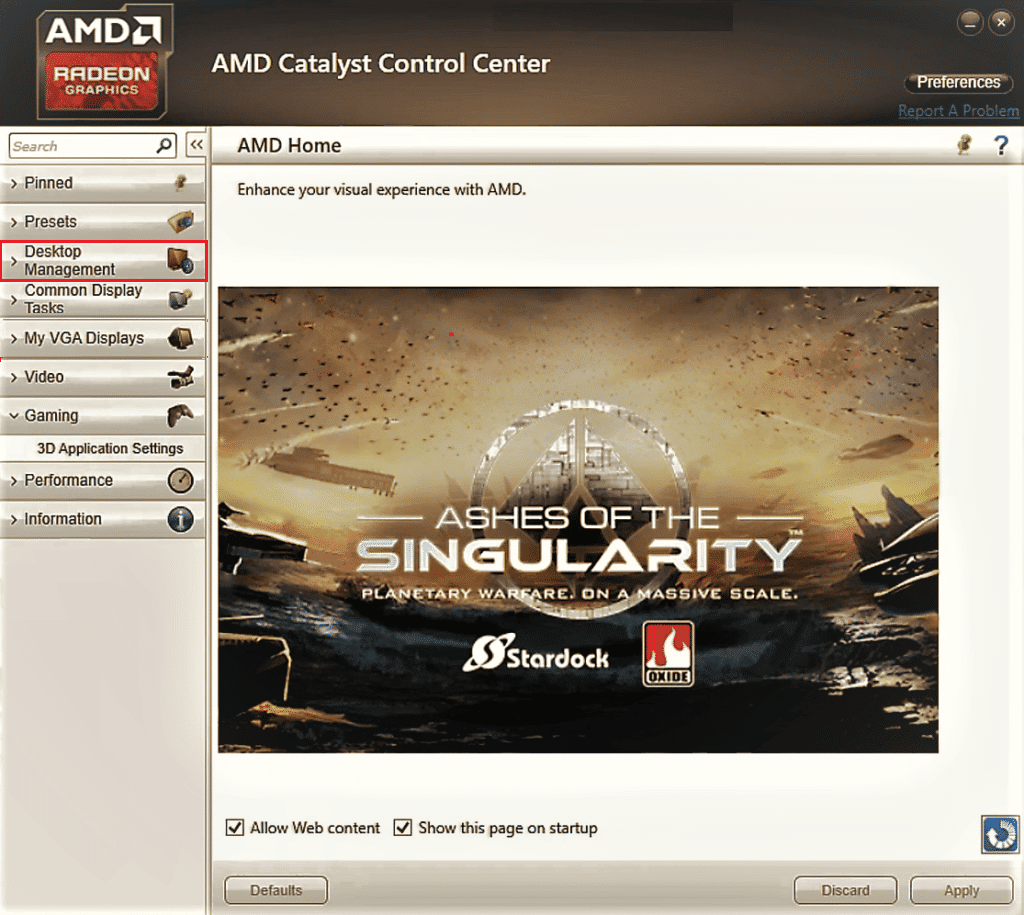 gerenciamento de desktops amd catalisador control center