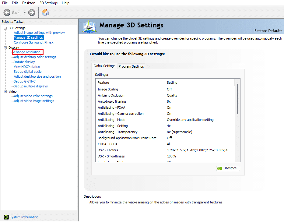 cambie la resolución en la configuración de pantalla. Arreglar 144Hz que no aparece en Windows 10