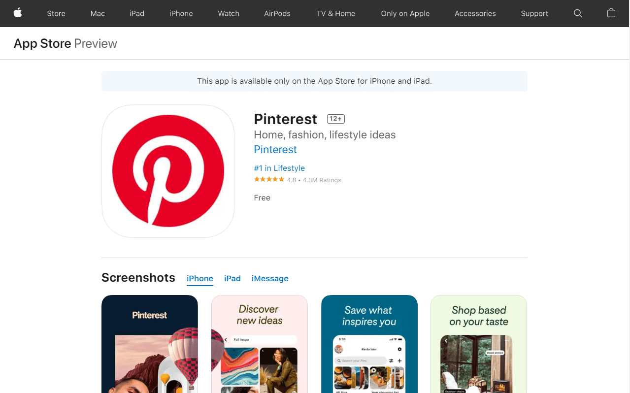 Pinterest. Os 50 melhores aplicativos gratuitos para iPhone