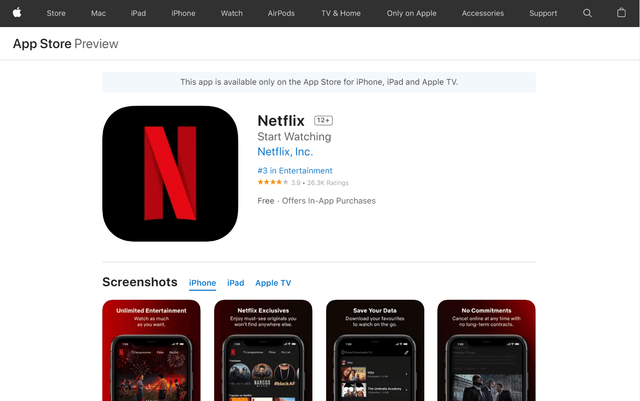 Netflix. En İyi 50 En İyi Ücretsiz iPhone Uygulaması