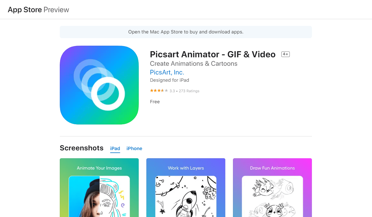 Picsart Animator GIF とビデオ。トップ 50 の最高の無料 iPhone アプリ