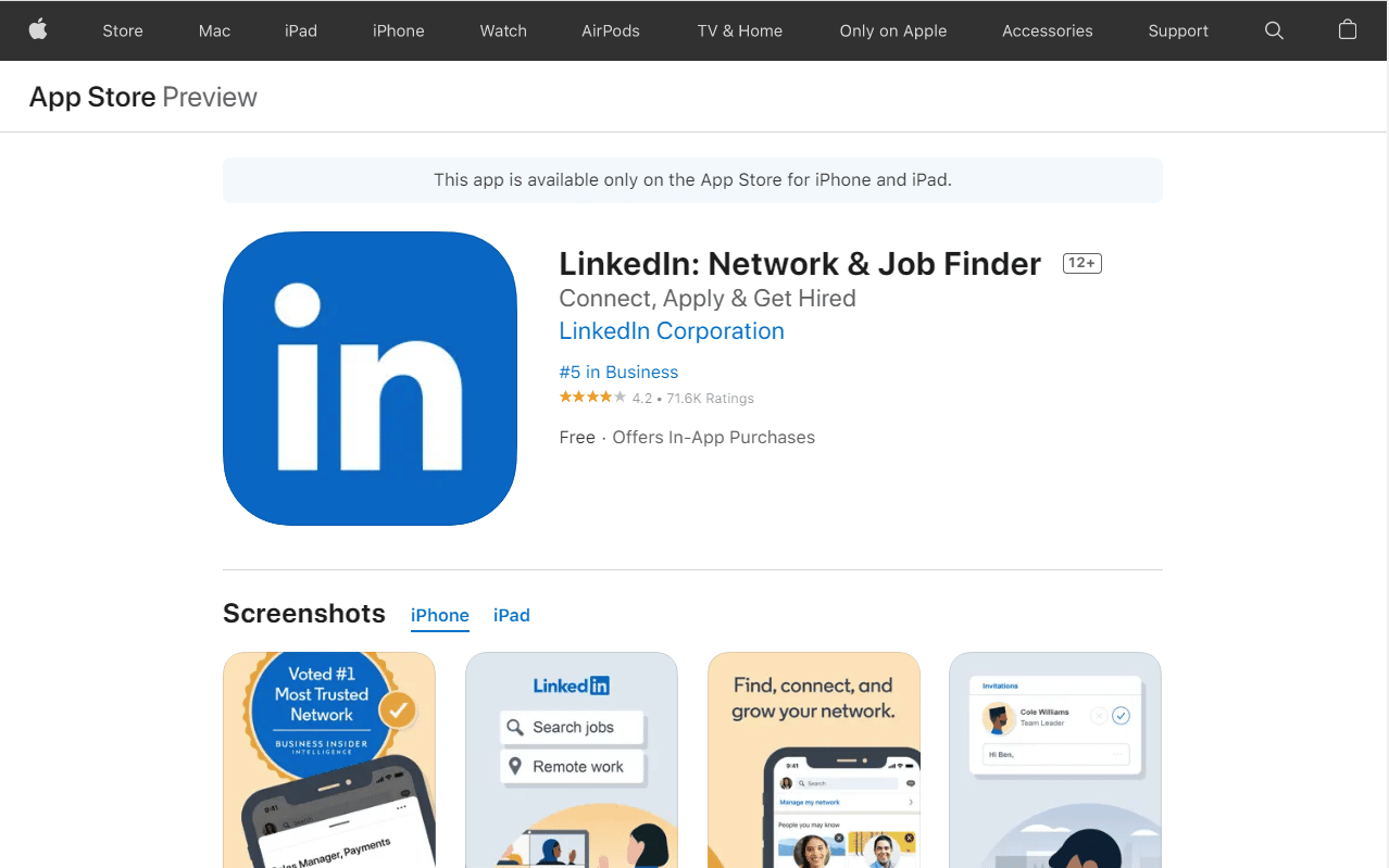 LinkedIn. 50 Aplikasi iPhone Gratis Terbaik