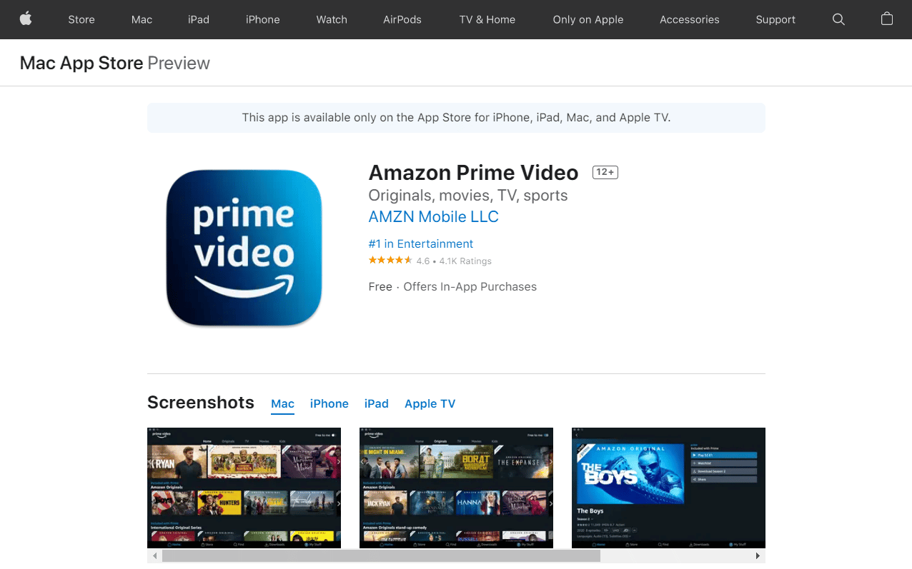 Amazon Prime Vidéo. Top 50 des meilleures applications iPhone gratuites