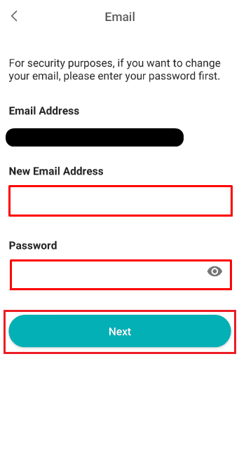 nuovo indirizzo email e password - Avanti