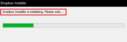 Dropbox 설치 프로그램 초기화 중