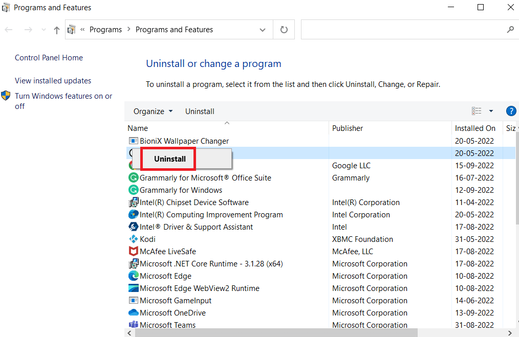 fare clic con il pulsante destro del mouse sulla casella a discesa e fare clic su disinstalla. Come risolvere l'errore 413 di Dropbox com in Windows 10