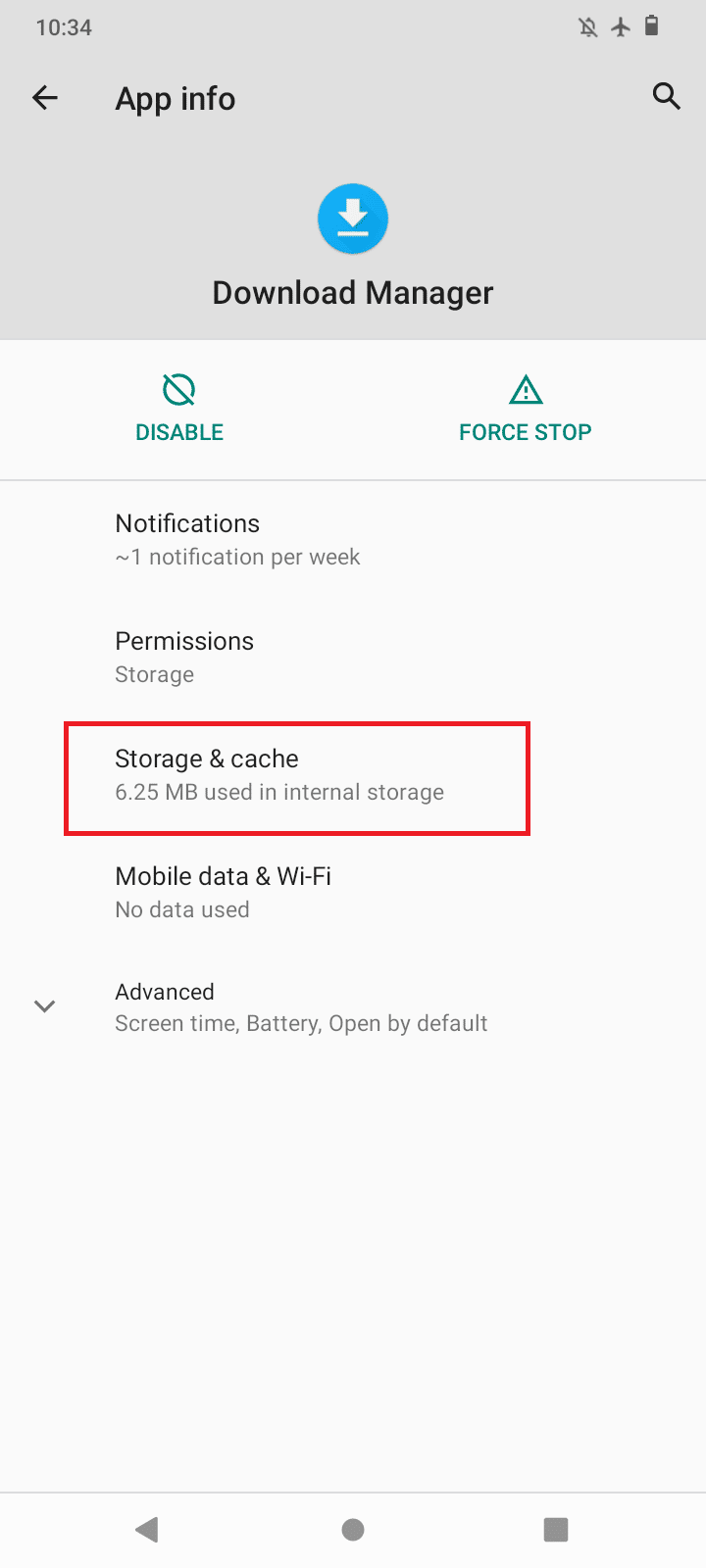 ketuk penyimpanan dan cache. Cara Memperbaiki Saat Ini Tidak Dapat Mengunduh di Android