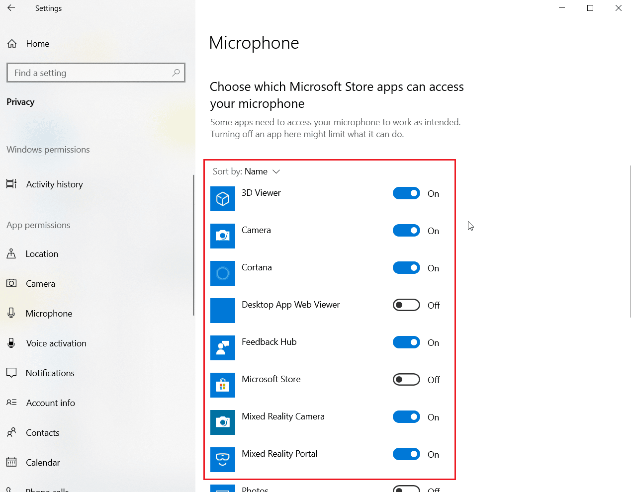 ative ou desative o acesso ao microfone para aplicativos individuais. Corrigir o fone de ouvido SADES que não funciona no Windows 10