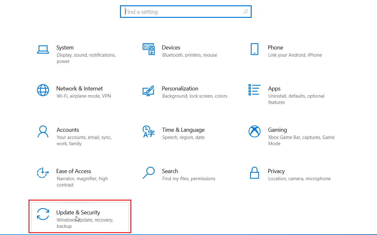 faceți clic pe actualizare și securitate. Remediați căștile SADES nu funcționează în Windows 10