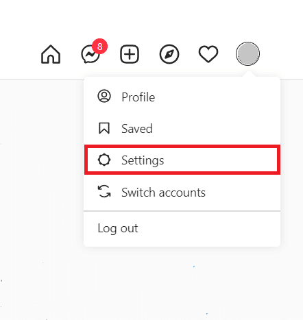 Klicken Sie auf Ihr Profil und wählen Sie dann die Option Einstellungen aus dem Dropdown-Menü. | Was passiert, wenn Sie Instagram deaktivieren?