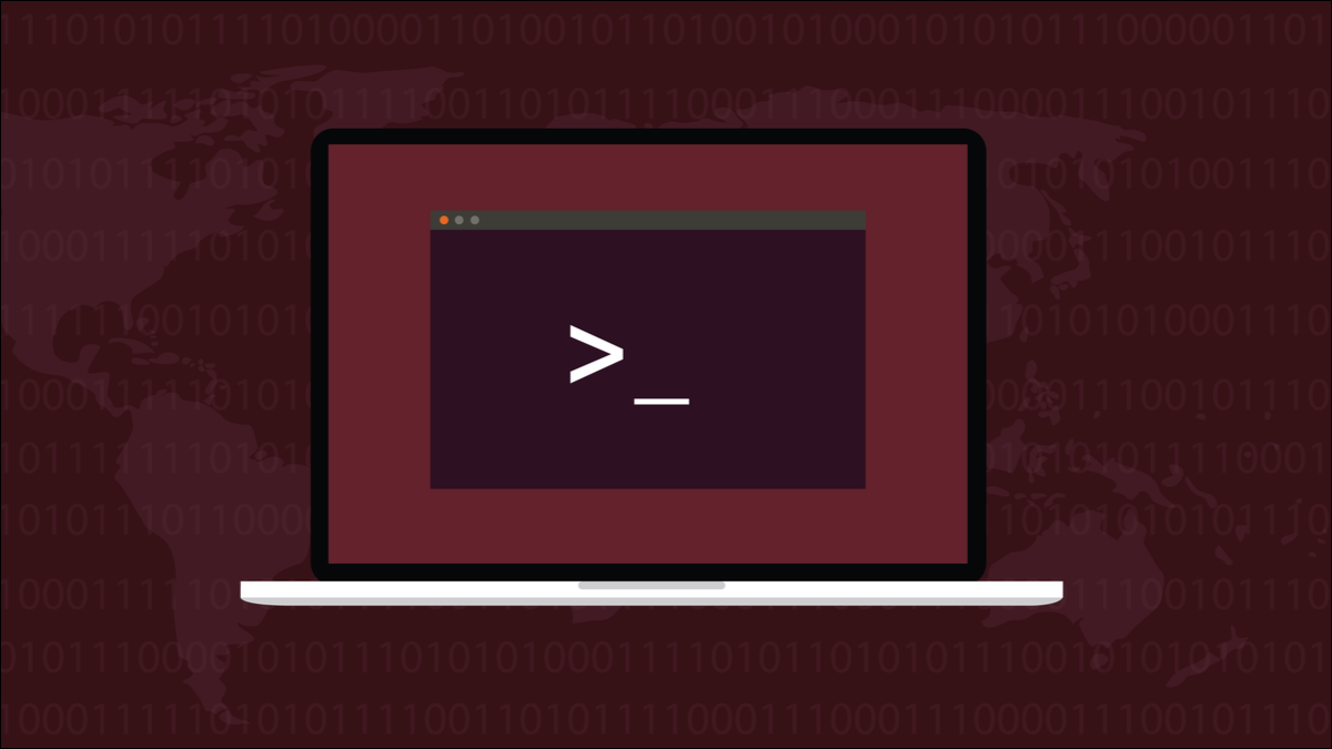 Laptop Linux che mostra un prompt bash