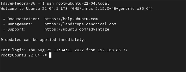 L'utilisateur root se connecte à un ordinateur distant à l'aide de SSH sans mot de passe