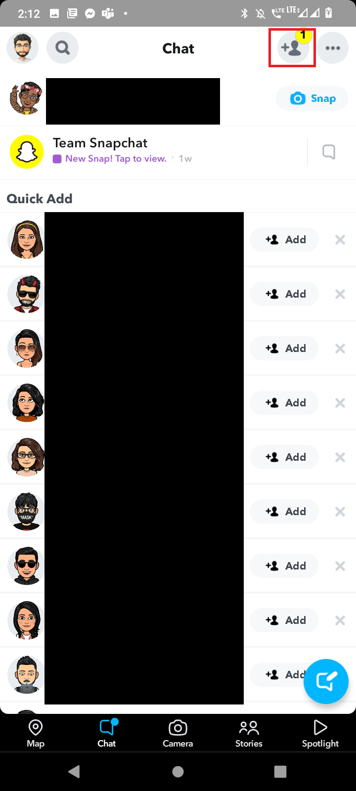 toque no ícone adicionar amigos. Como encontrar alguém no Snapchat sem o nome de usuário
