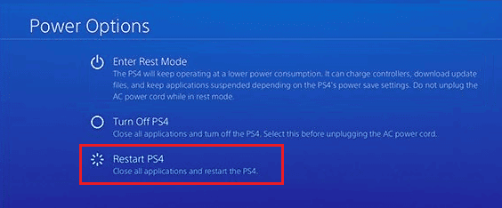 redémarrer ps4 playstation 4