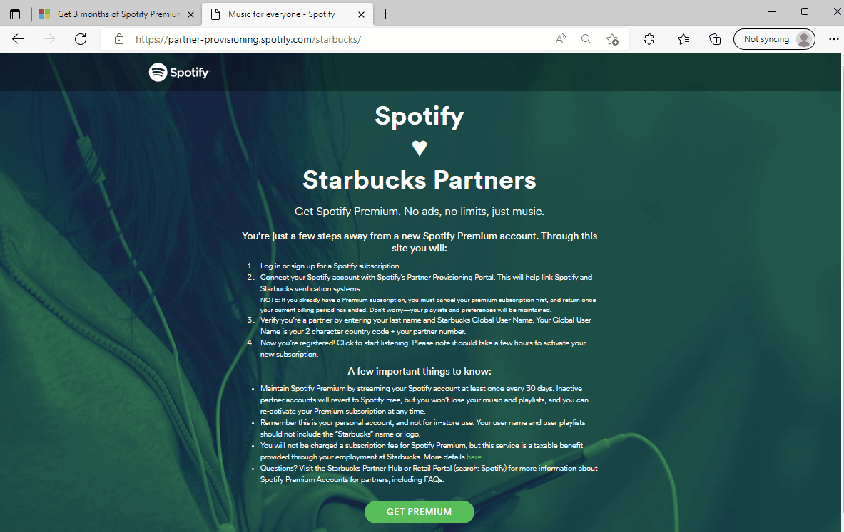 spotify para funcionários da starbucks