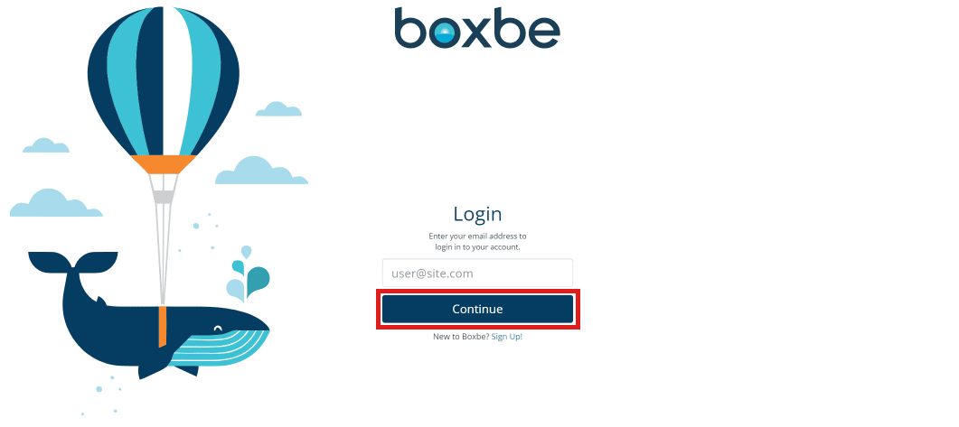 Digite seu endereço de e-mail e clique em Continuar. | Como desinstalar Boxbe | Boxbe lista de espera