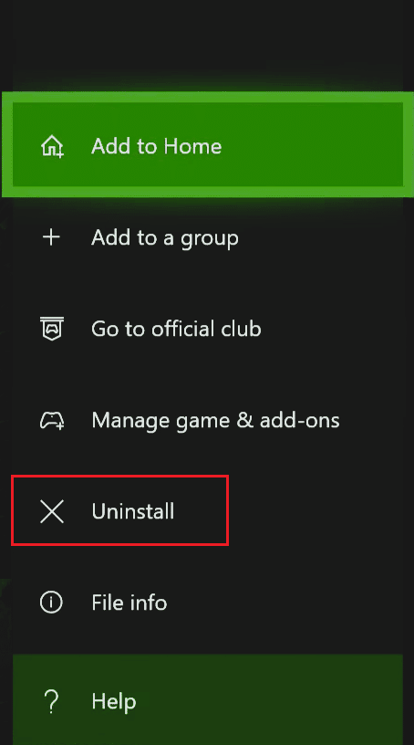 sélectionnez l'option de désinstallation. Correction du code d'erreur Roblox 103 sur Xbox One