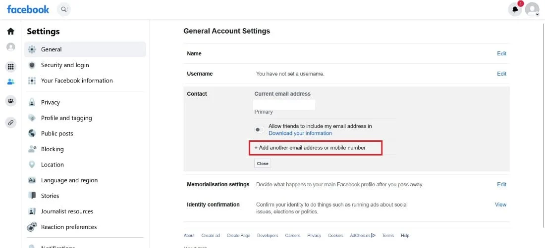 Faceți clic pe Adăugați alt număr de telefon | Cum să schimbi numărul de telefon pe Facebook