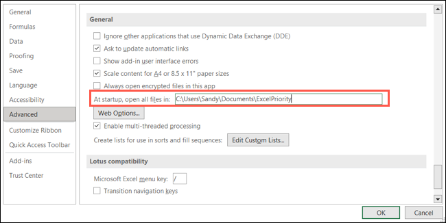 Folder care se deschide automat în Excel