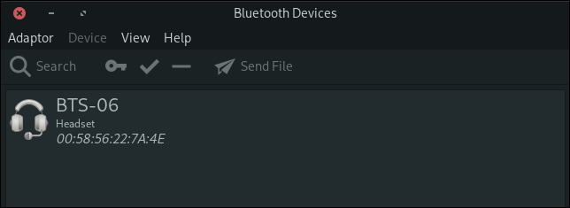 Bluetooth デバイスが検出されたが接続されていない Blueman アプリケーション