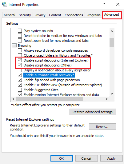 seleccione las siguientes configuraciones en la sección de navegación. Solucionar el error 16 de Adobe After Effects en Windows 10