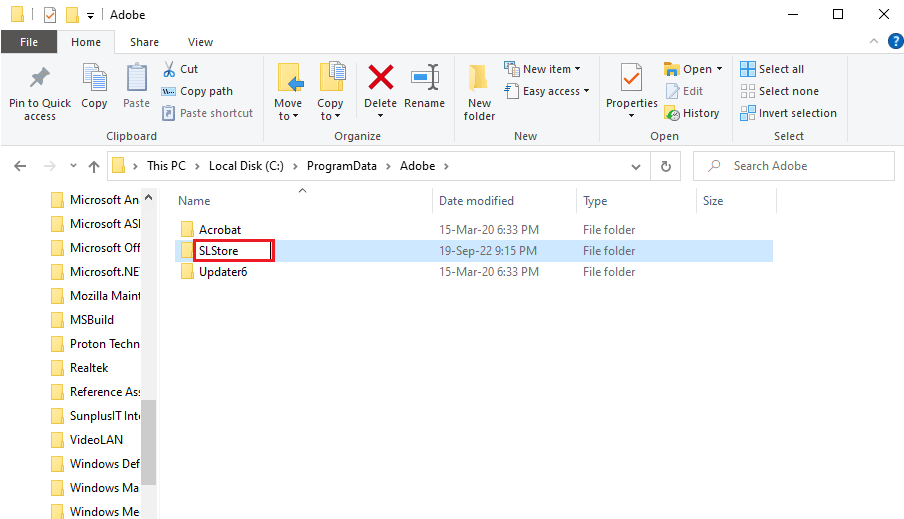 Ketik SLStore sebagai nama folder dan tekan tombol Enter. Perbaiki Adobe After Effects Error 16 di Windows 10