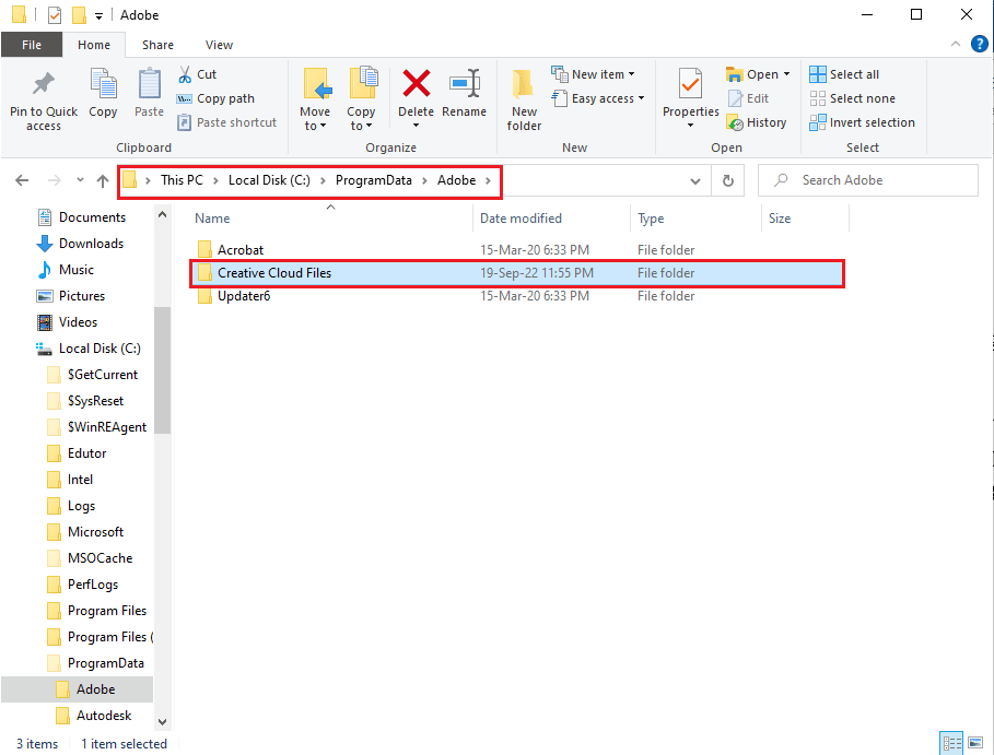 Navigieren Sie zum Ordner „Creative Cloud-Dateien“.