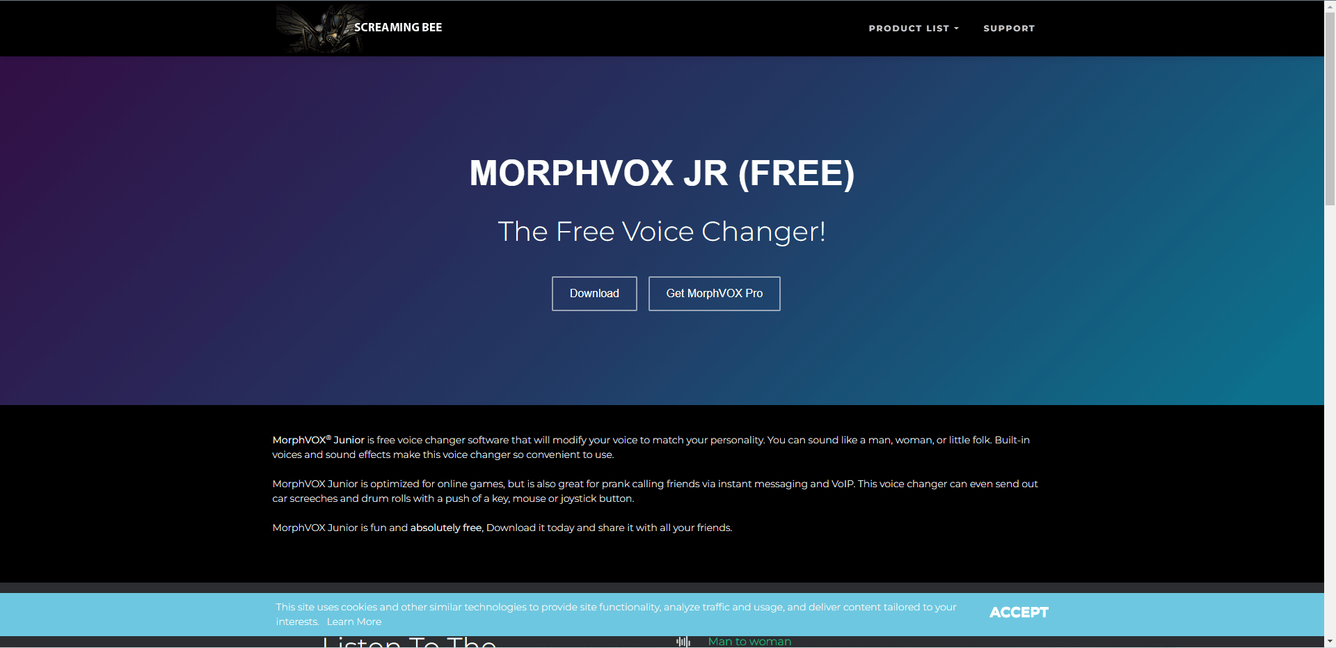 MorphVox resmi web sitesi