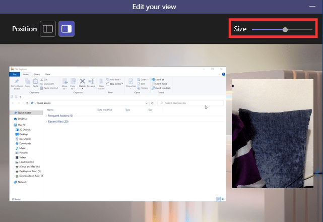 Paylaşılan ekran ve sunucu penceresi arasındaki oranı yeniden boyutlandırma. Microsoft Teams'de Birden Çok Ekran Nasıl Paylaşılır