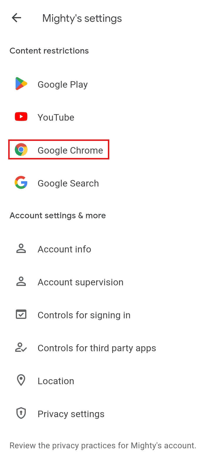 Atingeți Google Chrome din opțiunile menționate.