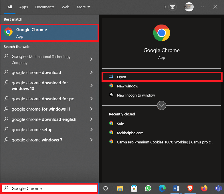 เปิด Google Chrome จากเมนูเริ่ม