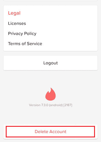 atingeți Ștergeți contul. | Cât durează Tinder Shadowban?