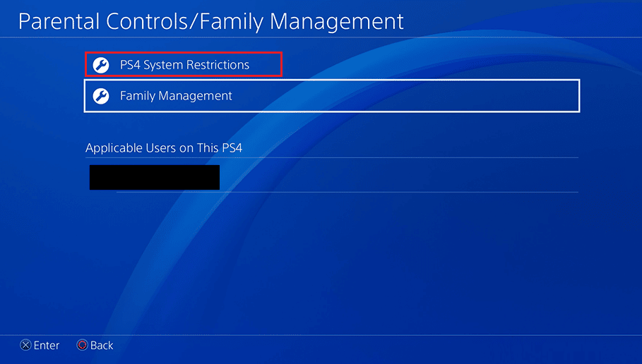 pilih Pembatasan Sistem PS4