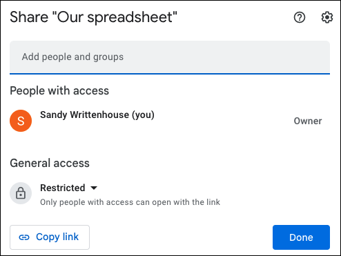 Fenster in Google Sheets teilen