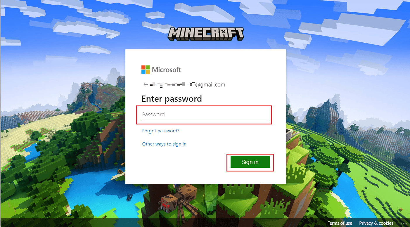 Entrez votre mot de passe et cliquez sur Se connecter | Comment récupérer votre ancien compte Minecraft