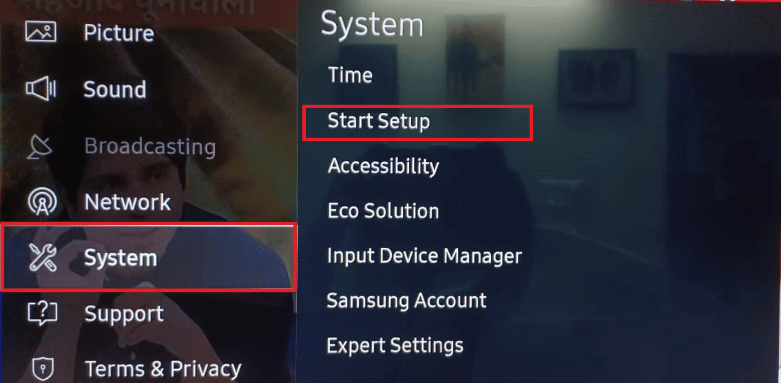 Inicio Configuración Ajustes del sistema Samsung TV